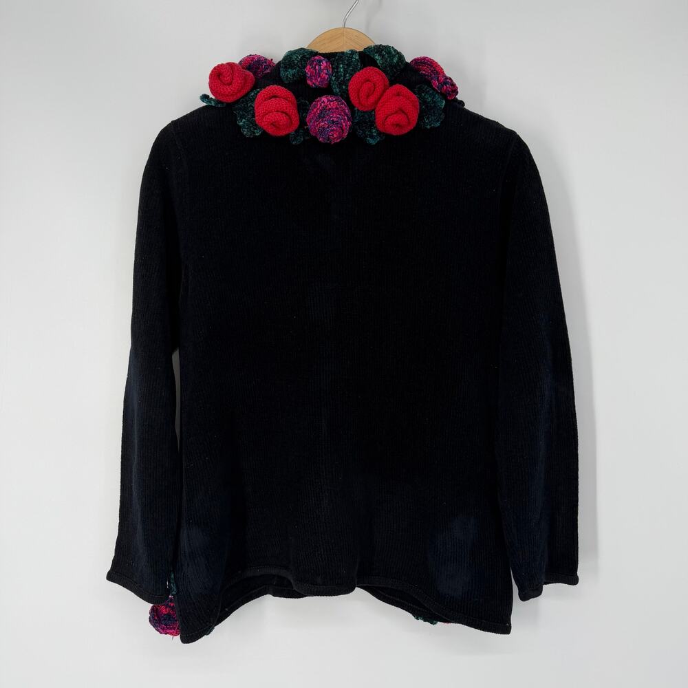 Christina Rotelli Vintage 90's Cardigan Floral Rosette Chunky Chenille Sweater - Picture 8 of 13